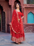 India Naiste Disainer Anarkali Kleit Salwar &Uuml;likond Peokandmiseks Pluus Tuunika Georgette Kleit Salwar Kameez M punane