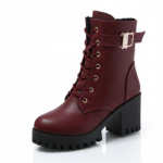Kuum M&uuml;&uuml;k 2024 Uued Naiste Saapad Paeltega Madalad Biker Veinipunased Saapad Kingad Pandlaga Naine Botas Platvormkontsad S&uuml;gis ja Talv 39 punane