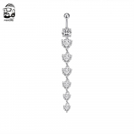 7 S&uuml;damekristalliga Pikk Ripatsiga Naba R&otilde;ngas Kirurgiline Teras Armas Naba Augustamine Nombril 14g Kaardus Vardaga Keha Augustamise Ehted Curved barbell&Navel & Bell Button Rings&Body