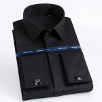 Kvaliteetne 100% puuvillane Prantsuse mansetiga S&auml;rgid &Uuml;hev&auml;rviline Peidetud n&ouml;&ouml;p Meeste Kaelus&auml;rgid Formaalne Tavaline l&otilde;ige Pikkade varrukatega Prantsuse mansettidega S&auml;rgid 40