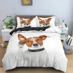 3D Prindi Armas Jack Russell Koer Voodipesukomplekt Kahekohaline Twin King Suur Tekikate Tekk Padjap&uuml;&uuml;r Poistele T&uuml;drukutele T&auml;iskasvanute Magamistuba 70x133cm
