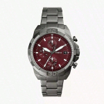 Fossil Bronson Smoke Burgundi v&auml;rvi sihverplaadiga kronograaf kvartsmeeste k&auml;ekell FS6017 punane
