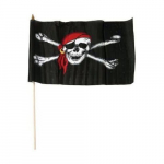 Drapeau pirate - MOM - Polyester - Ext&eacute;rieur - 46x32cm - Noir, Blanc valge