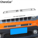 2XChrome Front Face Grille ect Net Grill Trim Decor Cover for Jeep Renegade orange
