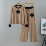 YYFS Naiste mood vabaaja kevade s&uuml;gise &uuml;hev&auml;rvilise tr&uuml;kiga pikkade varrukatega O-kaelusega p&uuml;ksid, &uuml;likonnad Size: One Size khaki