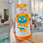 Kawaii V&auml;rviline Karu K&otilde;rrega Termoskruus Lastele Roostevabast Terasest Vaakumisolatsiooniga Veepudel Kooli Lasteaeda Termospudel 500ml