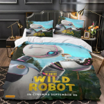 Multikas The Wild Robot 3D Prinditud Tekikott Padjap&uuml;&uuml;r Voodipesukomplekt &Uuml;heinimese T&auml;iskasvanu Suur Suurus Magamistoa Sisustuseks EU Single(135*200cm)3pcs