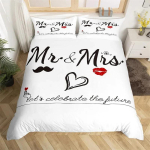 H&auml;rra Proua Voodipesukomplekt Mikrokiust Romantiline Pulmateemaline Tekikotikomplekt King Valentinip&auml;evaks Naljakad Tsitaadid Armastuse S&uuml;damega Tekikott EU Single(135*200cm)3pcs white