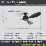 36-52 Madala profiiliga s&uuml;vistatav laeventilaator Kaugjuhtimispuldiga T&ouml;&ouml;stuslik Vintaažne Ventilaator Valgustita Disain Mitme Ruumi Kasutus Elektriventilaator Wall Control