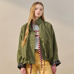 Maxza Check Two Tone Roll Up High Neck Jacket Zf04qj005nh Khaki/FREE
