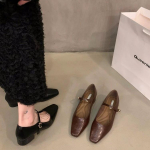 Mary Jane &uuml;hed kingad Paksude kontsadega kingad Elegantne Klassikaline Retro Ruudukujuline nina Mugav Pehme Madala l&otilde;ikega Madala kontsaga Naiste kingad 35 pruun