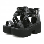 Pahkluu rihmaga sandaalid naistele platvormiga paksud kontsad lakknahast paksud kiilud suvekingad lahtise varbaga t&otilde;mblukk suur suurus 43