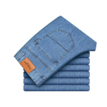 Meeste Kontoriteksad Meeste Klassikaline Sinine Must Puuvillane Stretch Straight Denim P&uuml;ksid Meeste Br&auml;ndi P&uuml;ksid 42 helesinine v&auml;rv