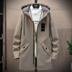 Trenchcoat Meestele Kevadine Keskmise pikkusega ja pikk jope Meeste kapuutsiga jope Meeste vabaaja mitmek&uuml;lgne Meeste riided M khaki