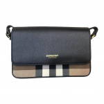 Burberry must krobeline nahast vintage ruuduline crossbody kott kuldse riistvaraga igap&auml;evaseks kasutamiseks Basic Set (Bag+Dust Bag)