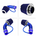 76mm 3 tolli Universaalne Auto K&uuml;lma &Otilde;hu Sisselaske Filter Alumiinium Induktsioonvooliku Toru Komplekt Sinine Blue