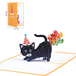 &Otilde;nnitlusp&auml;evakaart pop-up efektiga ja &uuml;mbrikuga Postkaart 3D must kass S&uuml;nnip&auml;evakaart pulmakutsed orange