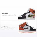 Air Jordan 1 Mid GS Lillelised Laste Tossud Oranž Valge Must DQ8390-100 39