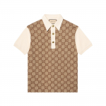 Gucci Jumbo GG Puuvillane Siidist Jacquard Polo 'Beež Eebenipuu' Meeste 682015-XJD1F-2270 S