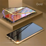 360&deg; T&auml;ielik Kahepoolne Magnetiline Bumper Metallklaasist &Uuml;mbris Samsung S26 Ultra S25 S24 S23 Plus A57/37 A56/36/26/16 jaoks Kaitsekatte Galaxy A15 5G kuld