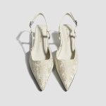 Naiste slingback kassipoja kontsaga terava otsaga kinnise ninaga kleitkingad suvised mugavad pulmakingad pidulikud sandaalid pumbad naistele madalad j&auml;meda kontsaga 35 aprikoosi