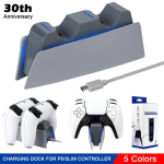 30. aastap&auml;eva kontrolleri laadimisjaam Kahekordne kiirlaadimisdokk PS5 DualSense juhtmevaba kontrolleri jaoks LED-laadimise indikaatoriga Only Dock gray