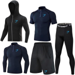GYMSHARK meeste kiiresti kuivav elastne polos&auml;rkide komplekt - Hingav, tihedalt istuv treening- ja jooksu spordir&otilde;ivad p&auml;ikesekaitsega L black
