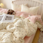 Voodipesu 4-osaline komplekt: Lina & Tekikott, &Uuml;li&otilde;pilaskorteri &Uuml;heinimesevoodi, Lihtne Stiil 2.0m Duvet Cover + Bed Sheet + 2 Pillowcases