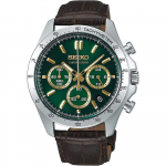 SEIKO 1 5 Sekundiline Kronograaf Kvarts K&auml;ekell Meeste SBTR017 Roheline Pruun Nahk