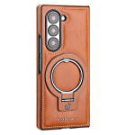 Vintage nahast magnetiline r&otilde;ngashoidja Samsung Galaxy Z Fold7 Fold 7 6 5 4 ZFold7 metallist r&otilde;ngashoidja Magsafe Armor kate Galaxy Z Fold5 oranž
