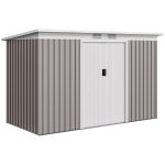 Voldikplekist aianduslik metallist hoiukuur V&auml;litingimustes kasutatav varustus T&ouml;&ouml;riistakast Komplektiga Ventilatsiooniavadega 9x 4 jalga Helehall 280 x 130 x 172 cm