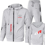 Toyota GAZOO Racing Spordir&otilde;ivad Kapuutsiga Dressipluusi Komplekt Vastupidavus Ralli Ratsutamis&uuml;likond Spordijakk ja Spordip&uuml;ksid Aktiivseks Kandmiseks CJ1 XXXL gray