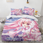 Anime ilus t&uuml;druk Hatsune Miku Bali stiilis tekikott Voodipesu 1-2 padjapuuriga Tuba Teismeliste Magamistoa Dekoratsioon F&auml;nnide Kingitus EU Single 135*200cm/53x79in 3pcs gray