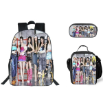 BEIBI MONSTER Tr&uuml;kitud Seljakott Messenger Bag K&uuml;ljepagasik 3-osaline Komplekt Veekindel Kerge Koolikomplekt Lastele &Otilde;pilastele Three-piece set