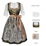Naiste Saksamaa Oktoberfest Dirndl Kleit 3-osaline Komplekt Traditsiooniline Baieri Cosplay Peokost&uuml;&uuml;m Bluusiga P&otilde;llega XS gray