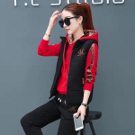 Naiste mood Plush Thicken dressidressi komplekt Spordikapuuts Vest dressip&uuml;kste komplekt Spordi&uuml;likond 3-osaline &uuml;likond XXXL black