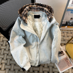 Unisex retro ruuduline kapuutsiga puuvillane jakk - Ameerika s&uuml;gis/talv 2026 kollektsioon L hall