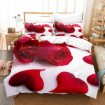 Tekikottide komplekt Red Roses, Queen-size King-suurusega 3D-voodipesukomplektid, lilledega padjap&uuml;&uuml;r, tekk voodipesu, &uuml;heinimesevoodi 220x240 200x200 EU Single 135*200cm/53x79in 3pcs red