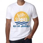 Meeste vintage T-s&auml;rk Graafiline T-s&auml;rk Aeg tervitada suve Rio DE Janeiros Valge XS valge