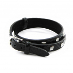 Les Tr&eacute;sors De Lily [I4716] - Bracelet Homme 'Tony' noir Cuir / Acier must