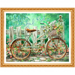 Tikandid Kevadine maastik Teemantmaaling Jalgratas t&auml;is &uuml;mmargune rhinestone pilt Kodukaunistus 20X30CM