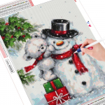 Teemanttikandid J&otilde;ulud lumememm karu t&auml;isruudukujulised kivid teemantmaalimiseks maastiku ristpistes kodukaunistus Full Round (20X30CM)