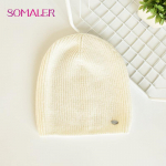 SOMALER Talvised naiste lihtsad kootud m&uuml;tsid t&uuml;drukutele Soe villane Unisex triibuline mood v&auml;lisport Hip-hop vabaaja nokam&uuml;tsid One Size valge