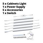 Astmeta h&auml;mardamine puutetundlik LED-valgustiga K&ouml;&ouml;givalgustid 30cm/40cm/50cm LED-ribavalgustid Alumiiniumtoru k&ouml;&ouml;gi jaoks Magamistoa kapivalgustid EU pistik 5PCS 30CM EU Plug valge