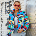 Jope Ziai l&uuml;hike kamuflaaž v&auml;rvitr&uuml;kiga talvemoe puhvmantel S