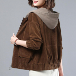 S&uuml;gis uued naiste jakid Velvetist mantel T&auml;navar&otilde;ivad Kapuutsiga vabaaja tuulepluus Naiste t&otilde;mblukud jakk Suures suuruses &uuml;ler&otilde;ivad XXL kohv