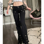 Rockmore gooti kitsad madala v&ouml;&ouml;kohaga teksad Naised Punk Cargo p&uuml;ksid needi tume akadeemiline must teksap&uuml;ksid Capri mood t&auml;navar&otilde;ivad S must
