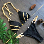 Seksikas Halter Bikiinid Naiste ujumisriided Naiste ujumistrikoo Kaheosaline bikiinikomplekt Polsterdatud supluskost&uuml;&uuml;m S must