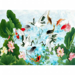 5D DIY Teemantmaaling Valge kraanapea Teemanttikandid Loomad Ristpistes T&auml;is&uuml;mmargune puur Kodukaunistus K&auml;sitsi kingitus Full Round 15x20CM