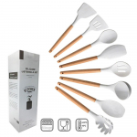 Silikoonist k&ouml;&ouml;gin&otilde;ud Kuumakindlad k&uuml;psetusn&otilde;ud Mittenakkuvate k&uuml;psetusvahendite komplekt Kulp Munaklots K&uuml;psetus-Grillitarvikud 8Pcs valge